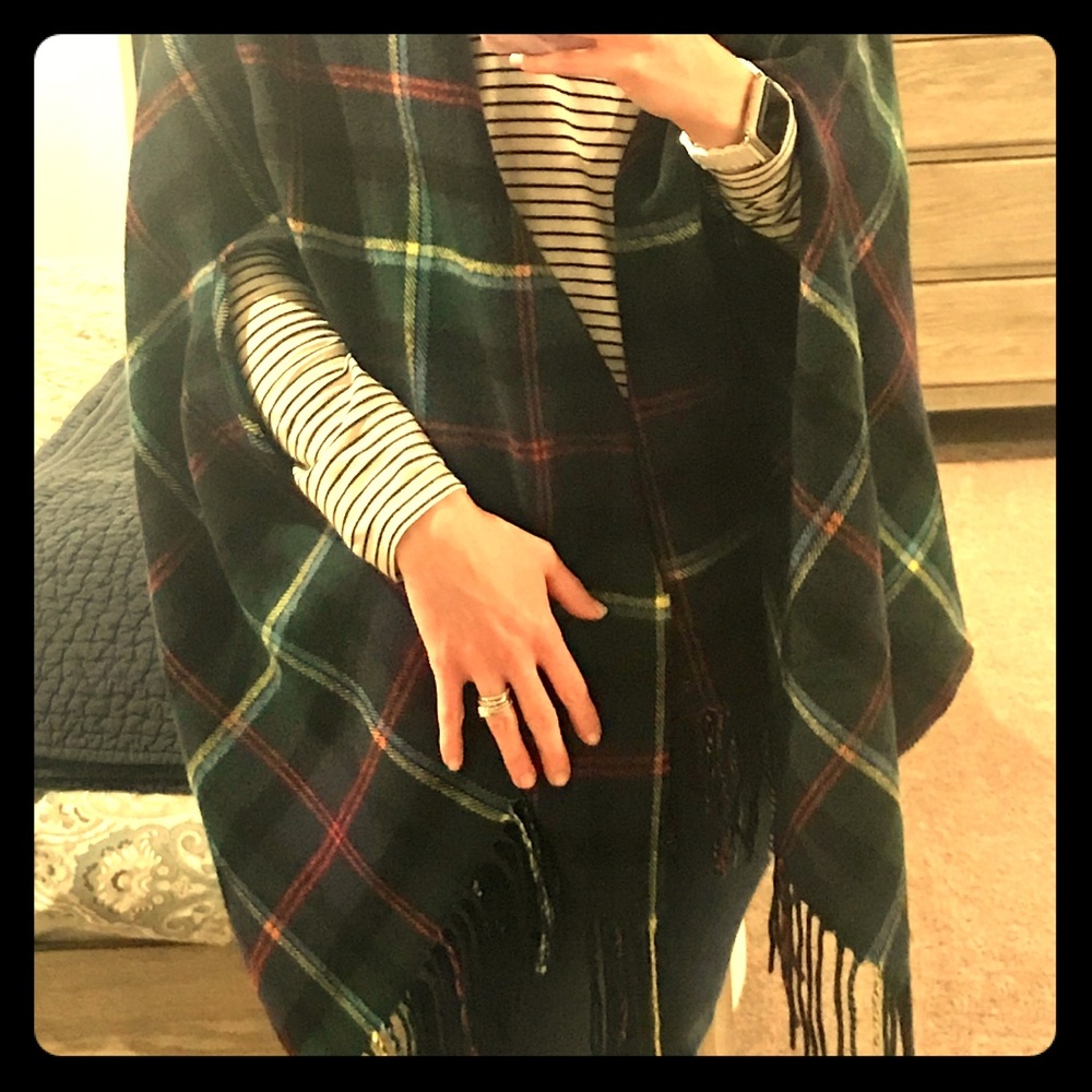 EUC J. Crew windowpane plaid wrap/cape (one size)